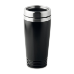 Double-walled thermos mug with sliding drink opening, 400 ml black colour