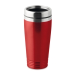 Double-walled thermos mug with sliding drink opening, 400 ml red colour