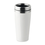 Double-walled thermos mug with sliding drink opening, 400 ml white colour