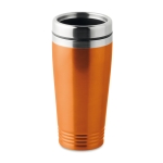 Double-walled thermos mug with sliding drink opening, 400 ml orange colour