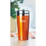 Double-walled thermos mug with sliding drink opening, 400 ml orange colour main ambient view