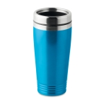 Double-walled thermos mug with sliding drink opening, 400 ml turquoise colour