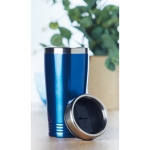 Double-walled thermos mug with sliding drink opening, 400 ml royal blue colour ambient view