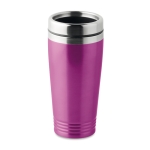 Double-walled thermos mug with sliding drink opening, 400 ml fuchsia colour