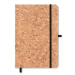 Notebook with cork cover for trade fairs and promotions, A5 black colour