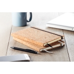 Notebook with cork cover for trade fairs and promotions, A5 black colour ambient view