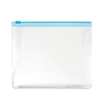 Affordable transparent toiletry / cosmetics bag for travel transparent blue colour