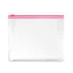 Affordable transparent toiletry / cosmetics bag for travel transparent fuchsia colour