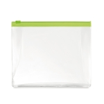 Affordable transparent toiletry / cosmetics bag for travel transparent lime colour