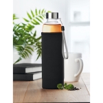 Borosilicate bottle, tea strainer, protective cover, 500 ml black colour ambient view