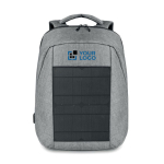 Laptop backpack with solar charger as promotional gift, 13'' view with print area