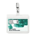 ID card holder with metal clip for your employees, PVC transparent colour