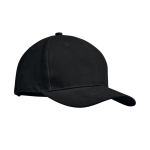 Promotional baseball cap with 6 panels and tuck tab black colour