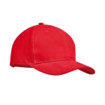 Promotional baseball cap with 6 panels and tuck tab red colour