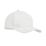 Promotional baseball cap with 6 panels and tuck tab white colour