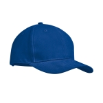 Promotional baseball cap with 6 panels and tuck tab royal blue colour