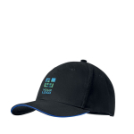 Baseball cap with 6 panels and Velcro closure view with print area