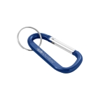 Aluminium keyring in carabiner shape, Aluclip blue colour image with logo