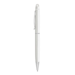 Ballpoint metal touch pen with blue ink in a case white colour