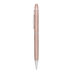 Ballpoint metal touch pen with blue ink in a case pink colour