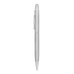 Ballpoint metal touch pen with blue ink in a case matt silver colour