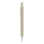 Ballpoint metal touch pen with blue ink in a case champagne colour