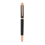 Metal rollerball pen in an elegant case with black ink champagne colour first view