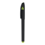 Ballpoint pen with black gel ink and rubberised surface light-green colour