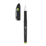 Ballpoint pen with black gel ink and rubberised surface light-green colour image with logo 4