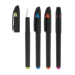 Ballpoint pen with black gel ink and rubberised surface various colours