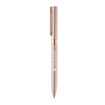 Exclusive metal ballpoint pen with touch pen pink colour image with logo