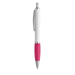 Budget pen for promoting your brand, black ink fuchsia colour