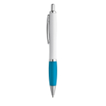 Budget pen for promoting your brand, black ink light blue colour