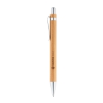 Ecological set with bamboo ballpoint pen and pencil natural colour image with logo