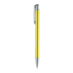 Metal ballpoint pen in many colours with black ink yellow colour