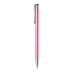 Metal ballpoint pen in many colours with black ink pink colour