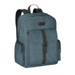 Outdoor style canvas cotton laptop backpack, 15.6'' blue colour