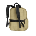 Outdoor style canvas cotton laptop backpack, 15.6'' khaki colour third view