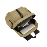 Outdoor style canvas cotton laptop backpack, 15.6'' khaki colour fourth view