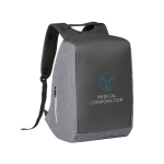 Exclusive anti-theft laptop backpack, 15.6” grey colour image with logo