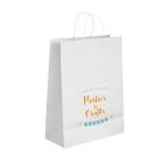 Small paper bag made of kraft paper, 90 g/m2, Retail Mini white colour image with logo