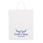 Paper carrier bag from kraft paper, 100 g/m2, Retail Large white colour image with logo 2