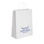 Paper carrier bag from kraft paper, 100 g/m2, Retail Large white colour image with logo