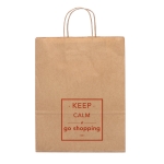 Medium kraft paper bag with twisted handles, 115 g/m2 natural colour image with logo 2