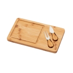 Cheese board with accessories as a customer gift, Cheddar natural colour