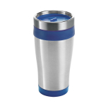 Affordable stainless steel and plastic thermos mug, 410 ml royal blue colour