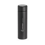 Thermos bottle with metal infuser for tea, Infuso black colour image with logo