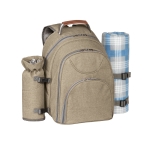 Picnic set, backpack, cooler compartment & fleece blanket khaki colour