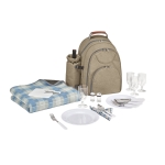 Picnic set, backpack, cooler compartment & fleece blanket khaki colour fifth view