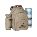 Picnic set, backpack, cooler compartment & fleece blanket khaki colour image with logo